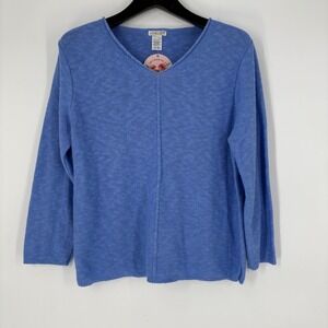 Avalin Periwinkle Blue 100% Cotton V-Neck Sweater Coastal One Size Made in USA